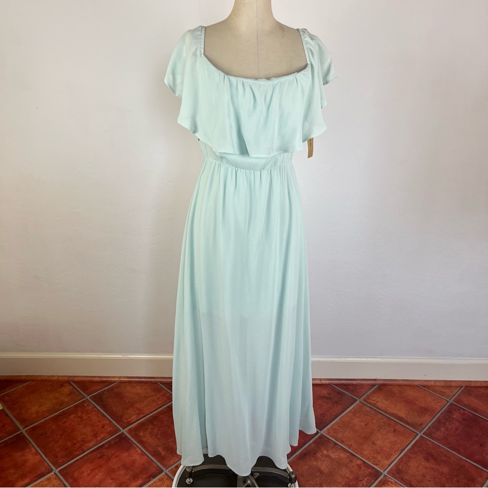 Reformation Light Blue Off Shoulder Maxi